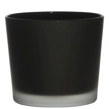 Cache-pot en verre ALENA FROST, noir mat, 12,5cm, Ø14,5cm