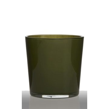 Cache-pot en verre ALENA, vert foncé, 19cm, Ø19cm