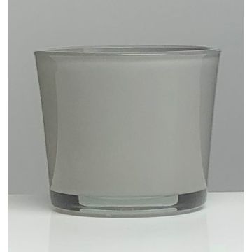 Cache-pot en verre ALENA, gris, 12,5cm, Ø14,5cm