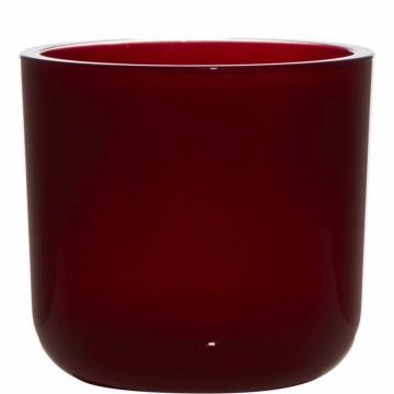 Porte-bougie NICK en verre, rouge, 13cm, Ø14cm