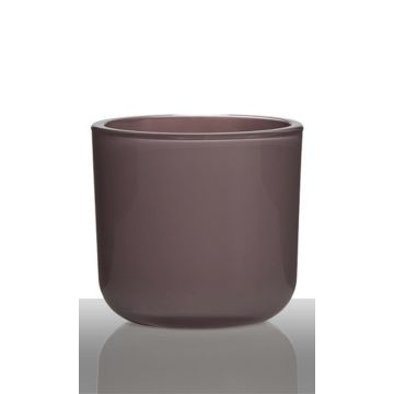 Porte-bougie NICK en verre, vieux rose, 13cm, Ø14cm