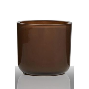 Porte-bougie NICK en verre, brun chocolat, 13cm, Ø14cm