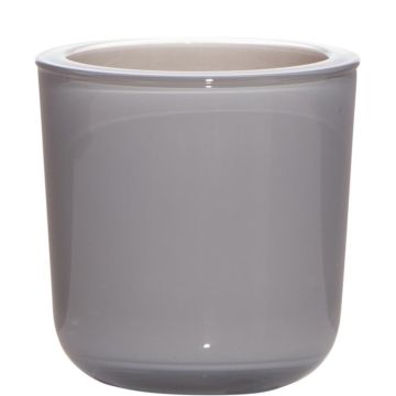 Porte-bougie NICK en verre, gris, 7,5cm, Ø7,5cm