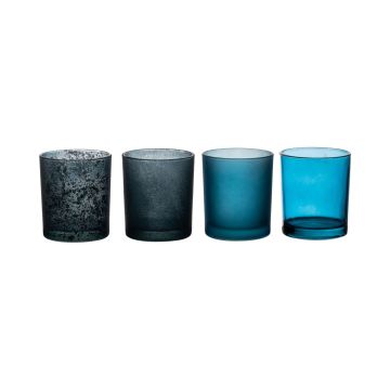 Porte-bougie LYLA en verre, 4 pcs, turquoise-bleu, 9cm, Ø8cm Porte-bougie LYLA en verre, 4 pcs, turquoise-bleu, 9cm, Ø8cm