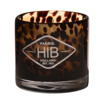 Bougie en cire RENITA dans un verre à bougie, orange-brun-transparent, 8cm, Ø8cm