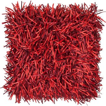 Coussin pour canapé DAKIRA, rouge, franges longues, 45x45cm