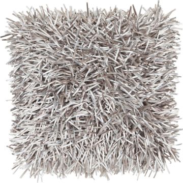 Coussin pour canapé DAKIRA, gris clair, franges longues, 45x45cm