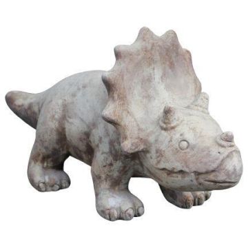 Figurine d'animal Dino Triceratops AMORIA en terre cuite, faite à la main, patinée, beige, 38x16x21cm Figurine d'animal Dino Triceratops AMORIA en terre cuite, faite à la main, patinée, beige, 38x16x21cm