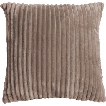Coussin pour canapé CINDY, taupe, aspect velours côtelé, 45x45cm