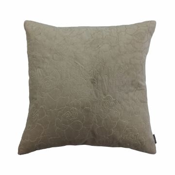 Coussin en velours ALAIA, motif roses, ivoire, 45x45cm