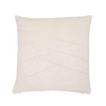 Coussin douillet en velours NOELANI, coutures décoratives obliques, crème, 45x45cm