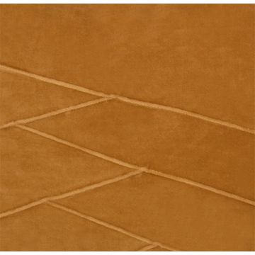 Coussin douillet en velours NOELANI, coutures décoratives obliques, jaune moutarde, 45x45cm