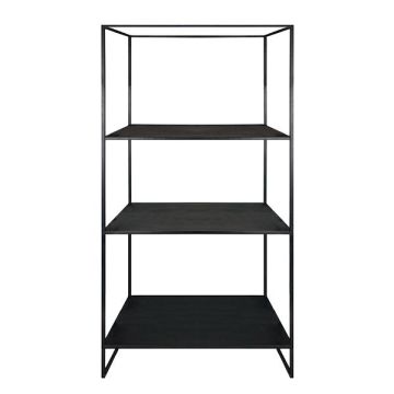 Étagère au style industriel métallique QUIANA, 3 étagères, noir, 100x100x200cm