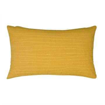 Coussin décoratif SILENA, jaune miel, coutures décoratives, 50x30cm