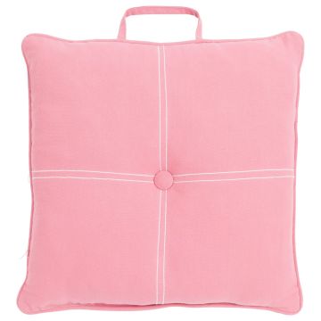 Coussin d'assise VALENDA, rose, avec bouton et anse, 40x40cm