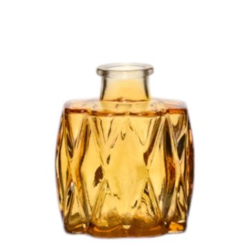Bouteille en verre FIZZY rainurée, jaune-transparent, 7x5x8cm Bouteille en verre FIZZY rainurée, jaune-transparent, 7x5x8cm