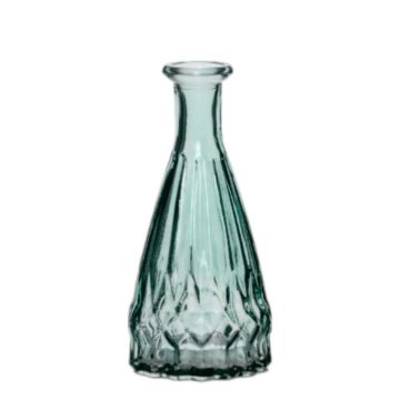 Vase-bouteille THIFFANY en verre, rainuré, turquoise-transparent, 14,5cm, Ø7cm Vase-bouteille THIFFANY en verre, rainuré, turquoise-transparent, 14,5cm, Ø7cm