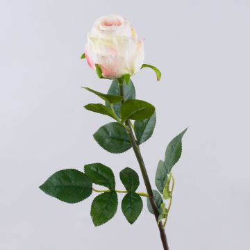 Rose artificielle SUNJIK, blanc-rose, 75 cm, Ø 7 cm