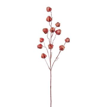 Branche décorative Physalis FRILTE avec des fruits, rouge métallique, 90cm