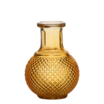 Bouteille en verre DONKA, motif losange, jaune-transparent, 11,5cm, Ø8,5cm Bouteille en verre DONKA, motif losange, jaune-transparent, 11,5cm, Ø8,5cm