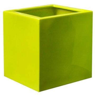 Pot de fleurs DILLY en Fiberstone, brillant, vert citron, 50x50x50cm