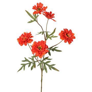 Branche artificielle Chrysanthème PRUDENCE, collection écologique, rouge-orange, 75cm, Ø5-6,5cm