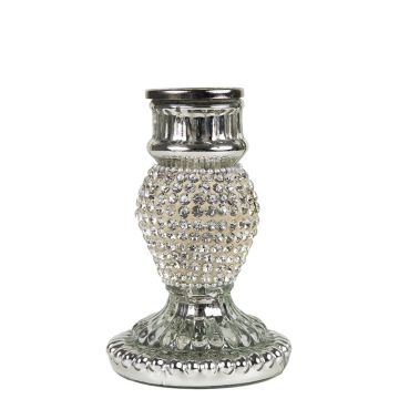 Bougeoir KRYSTINA en aluminium strassé, argenté, 10cm, Ø7cm Bougeoir KRYSTINA en aluminium strassé, argenté, 10cm, Ø7cm