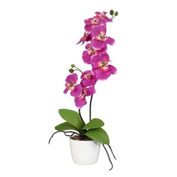 Orchidée Phalaenopsis en tissu MORLEK, pot en céramique, racines, rose fuchsia, 60cm