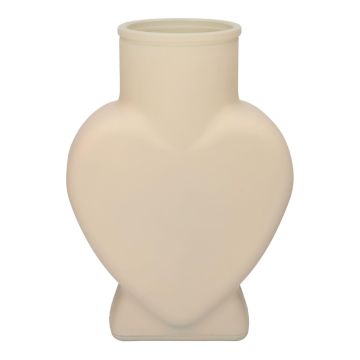 Vase décoratif en verre FILIPA en forme de cœur, avec pied, couleur sable mat, 15,5 x 8 x 22 cm Vase décoratif en verre FILIPA en forme de cœur, avec pied, couleur sable mat, 15,5 x 8 x 22 cm