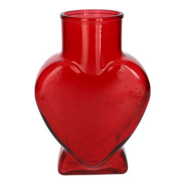 Vase décoratif en verre FILIPA en forme de cœur, avec pied, rouge transparent, 15,5 x 8 x 22 cm Vase décoratif en verre FILIPA en forme de cœur, avec pied, rouge transparent, 15,5 x 8 x 22 cm