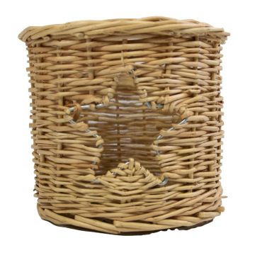 Photophore en rotin NATHALIA avec insert en verre, découpe en forme d'étoile, marron, 13 cm, Ø 13 cm Photophore en rotin NATHALIA avec insert en verre, découpe en forme d'étoile, marron, 13 cm, Ø 13 cm