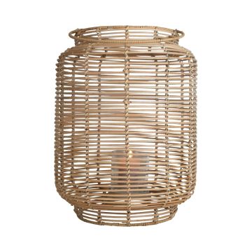 Lanterne en fibres naturelles AMBROSIA en rotin, poignée, insert en verre, beige, 60 cm, Ø 32 cm Lanterne en fibres naturelles AMBROSIA en rotin, poignée, insert en verre, beige, 60 cm, Ø 32 cm