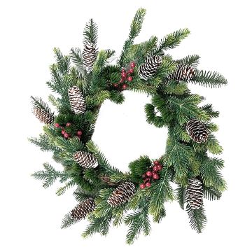 Couronne de Noël synthétique NARVIK, baies, pommes de pin, vert-rouge, Ø50cm Couronne de Noël synthétique NARVIK, baies, pommes de pin, vert-rouge, Ø50cm