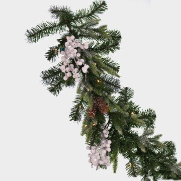 Guirlande d'hiver artificielle NAMSOS, baies, pommes de pin, LED, 180cm, Ø35cm Guirlande d'hiver artificielle NAMSOS, baies, pommes de pin, LED, 180cm, Ø35cm