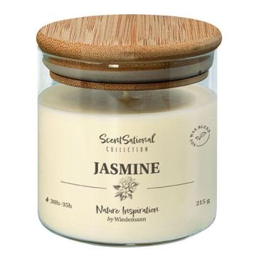 Bougie parfumée en verre FERDINANDINE, mélange de cire de soja, jasmin, ivoire, 8cm, Ø8cm, 30h - Fabriquée en Allemagne Bougie parfumée en verre FERDINANDINE, mélange de cire de soja, jasmin, ivoire, 8cm, Ø8cm, 30h - Fabriquée en Allemagne