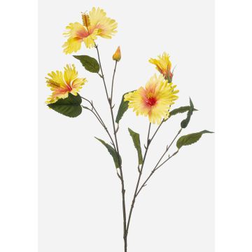 Rameau décoratif d'hibiscus TRUGEN avec fleurs, jaune-fuchsia, 85cm Rameau décoratif d'hibiscus TRUGEN avec fleurs, jaune-fuchsia, 85cm