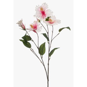 Rameau décoratif d'hibiscus TRUGEN avec fleurs, blanc-fuchsia, 85cm