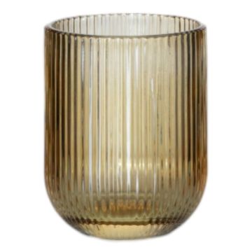 Verre à eau GENOVEFA à rainures, ambre-transparent, 9,5 cm, Ø 7,5 cm Verre à eau GENOVEFA à rainures, ambre-transparent, 9,5 cm, Ø 7,5 cm