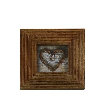 Cadre photo en bois de manguier SIGGE rainuré, marron, 19 x 19 x 2 cm