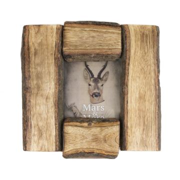 Cadre photo en bois de manguier HENDRIKJE, aspect tronc d'arbre, marron, 22 x 22 x 3,5 cm
