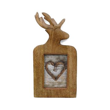 Cadre photo en bois de manguier BJÖRN, motif cerf, marron, 41 x 22 x 2,5 cm