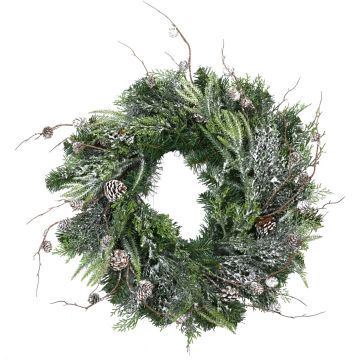Couronne de sapin artificielle STOCKTON, verte, enneigée, Ø60cm Couronne de sapin artificielle STOCKTON, verte, enneigée, Ø60cm