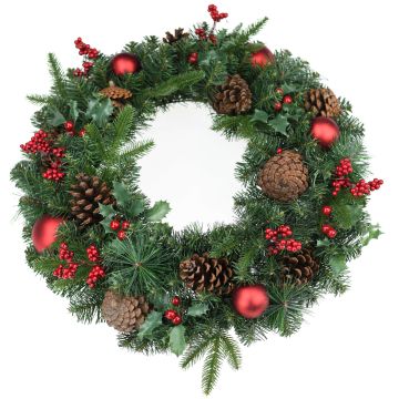 Couronne d'hiver artificielle VISALIA, verte, avec des fruits, Ø60cm