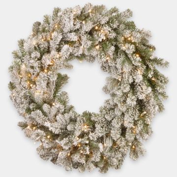 Couronne de sapin artificielle LINZ, blanche, recouverte de neige, LED, Ø75cm Couronne de sapin artificielle LINZ, blanche, recouverte de neige, LED, Ø75cm