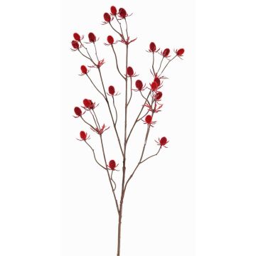 Branche décorative de chardon noble LOUKAS, rouge, 70cm, Ø1-1,5cm