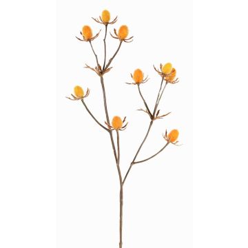 Branche décorative de chardon noble LOUKAS, jaune-orange, 45cm, Ø1-1,5cm