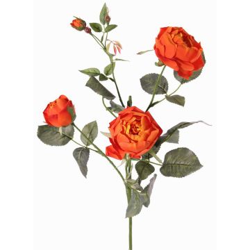 Branche de rose artificielle DIAMANTIS, orange, 75cm, Ø5-8cm