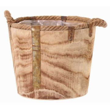 Cache-pot en bois DABIH avec poignées en corde, marron, 24cm, Ø29cm Cache-pot en bois DABIH avec poignées en corde, marron, 24cm, Ø29cm