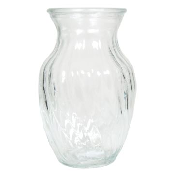 Vase en verre CATLYN avec rainures torsadées, transparent, 20cm, Ø13cm