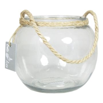 Photophore boule DAVY en verre, avec anse, transparent, 15cm, Ø18cm